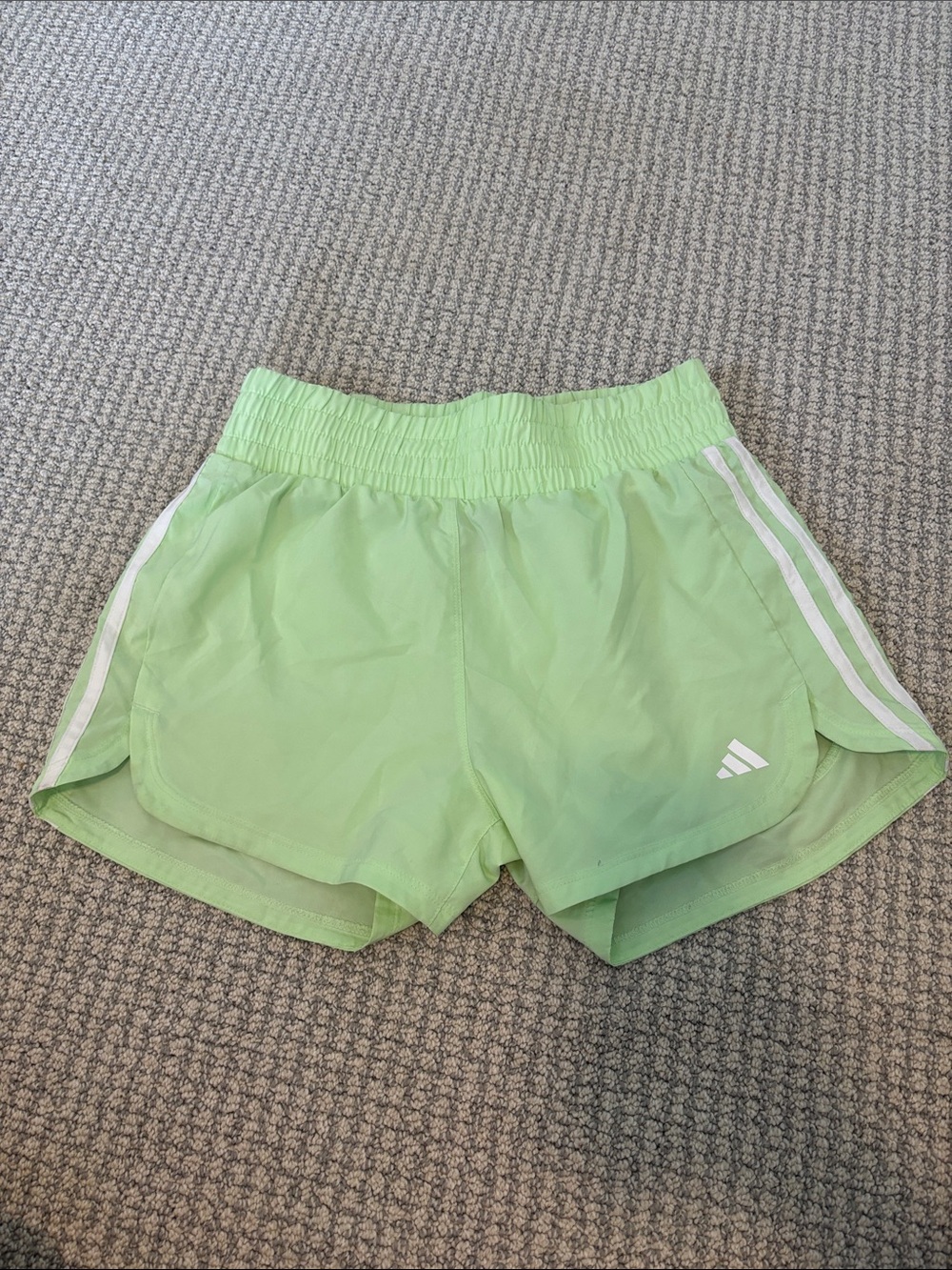 adidas Women’s Mint Green Athletic Shorts with White Stripes